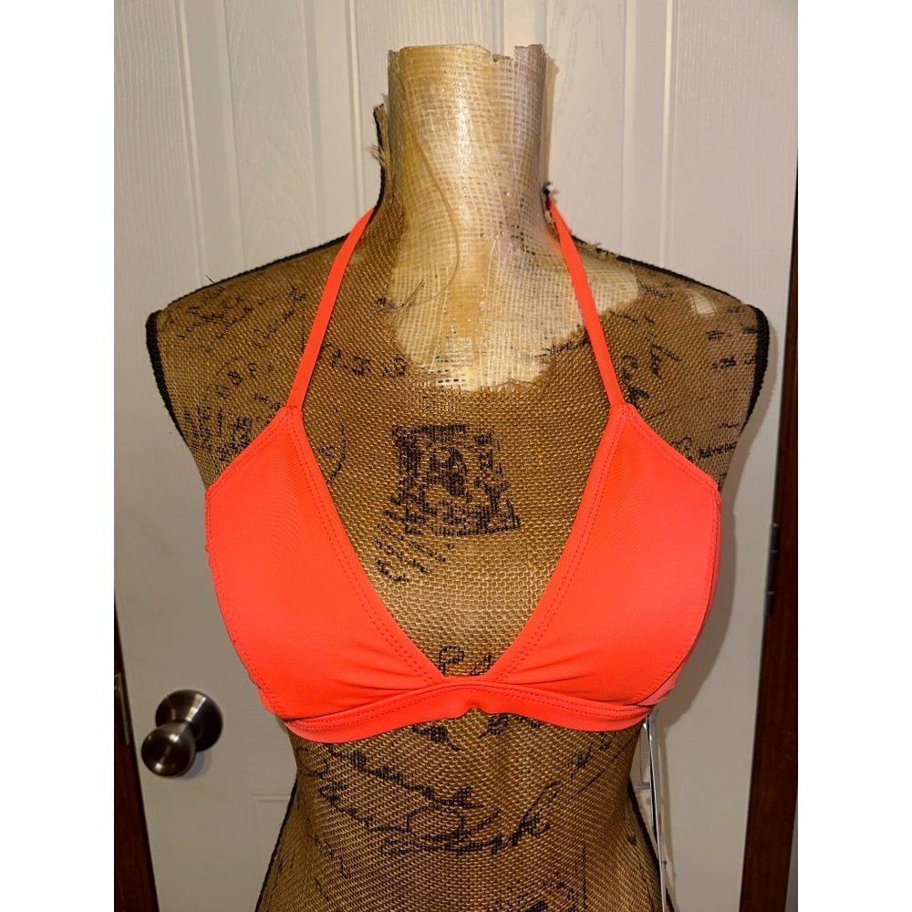 Oakley Coral Glow Triangle Coral Solid Bikini Top Size Medium